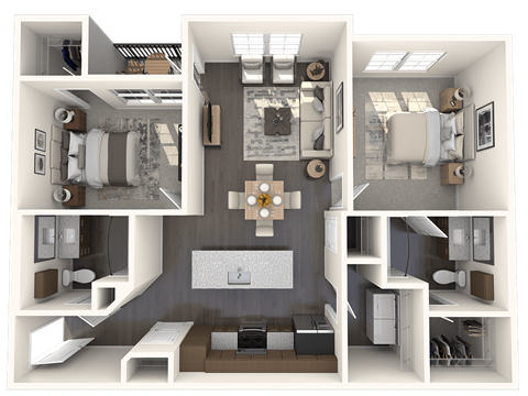 Floor plan for 2 beds, 2 baths, 1060 sqft